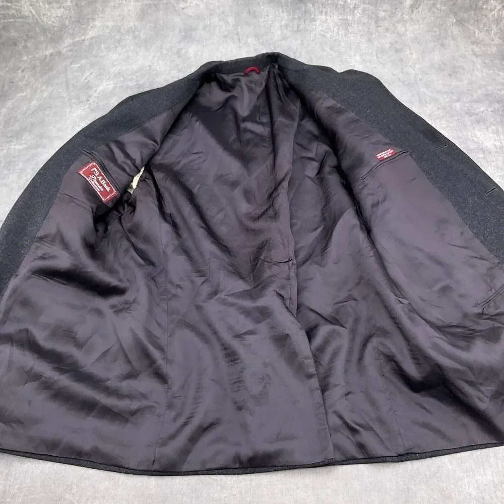 Jos A Bank Blazer Men 42 Gray‎ Flannel Wool Premier Classic Career Union USA VTG